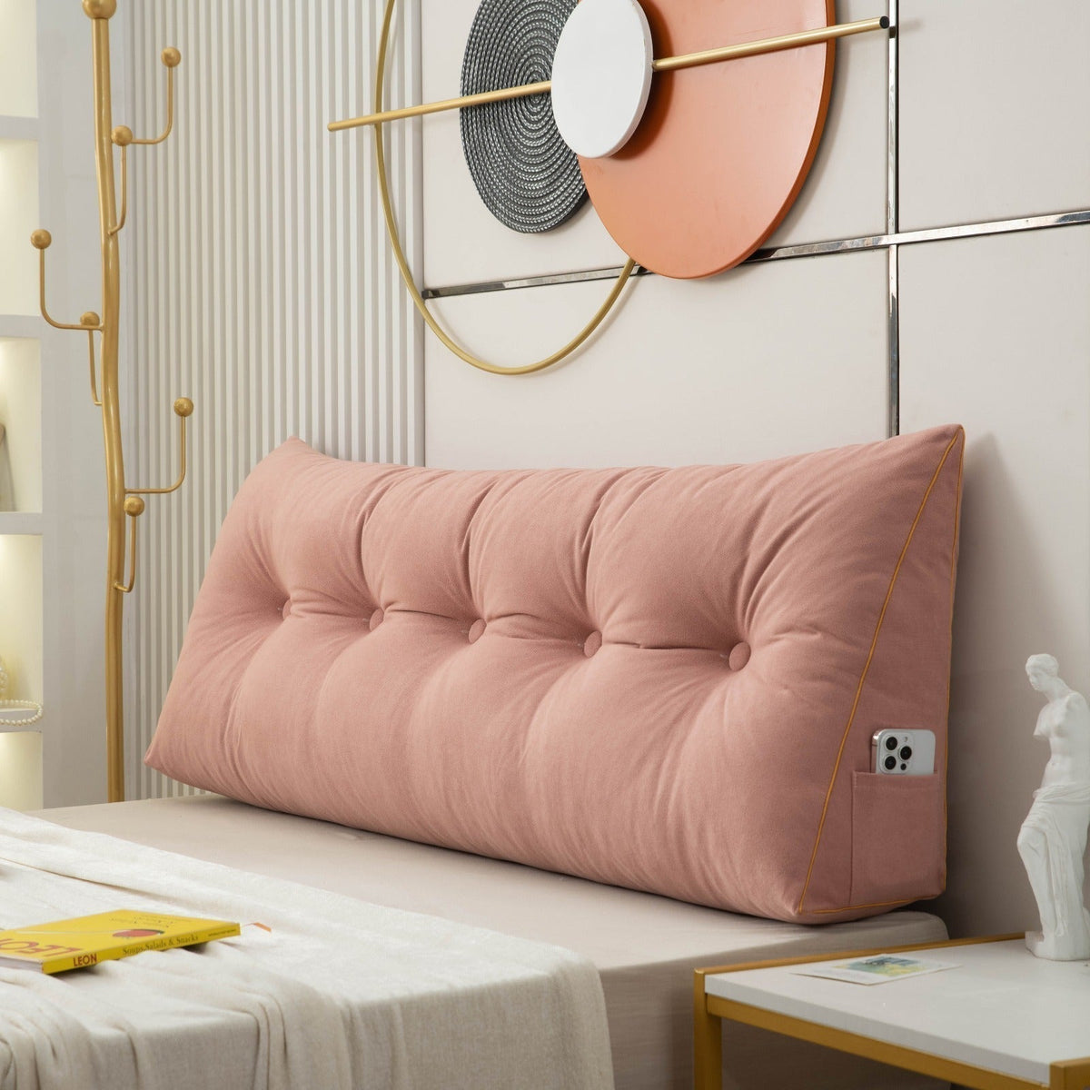 Side Pocket Wedge Pillow with Removable Cover – Available in Three Sizes