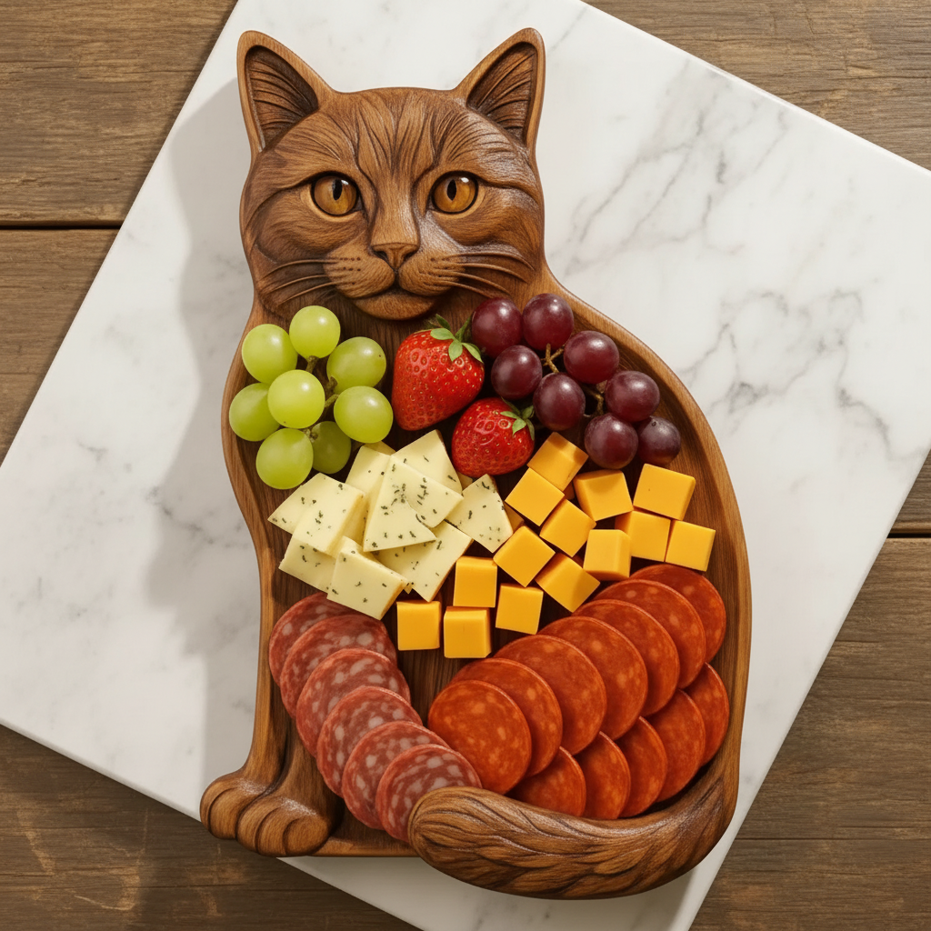 Purrfectly Crafted Cat-Inspired Charcuterie Serving Board
