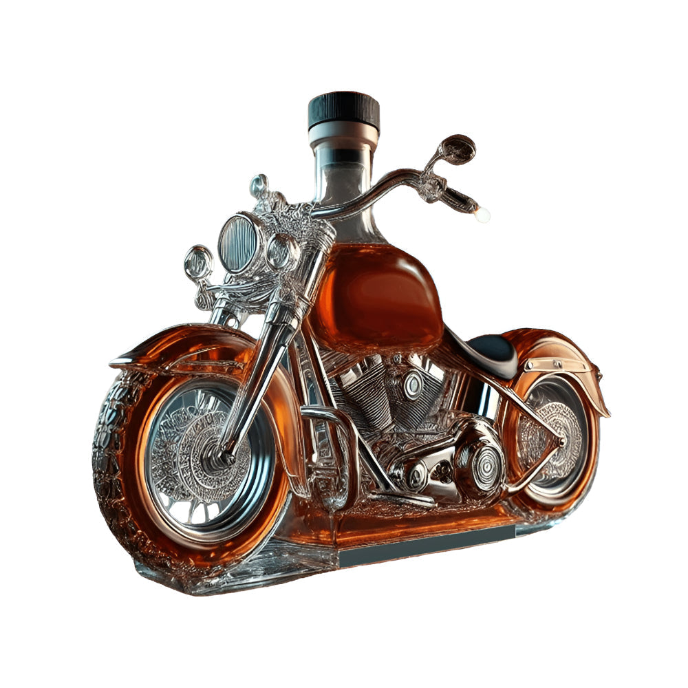 Biker-Themed Whiskey Carafe | Motorcycle Glass Decanter for Gifts