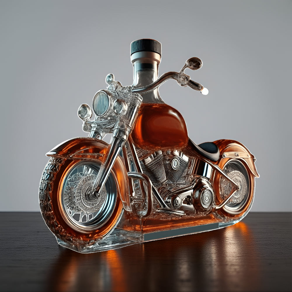 Biker-Themed Whiskey Carafe | Motorcycle Glass Decanter for Gifts