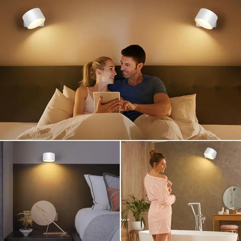 360° Swivel Rechargeable LED Wall Light – Touch Control, Wireless