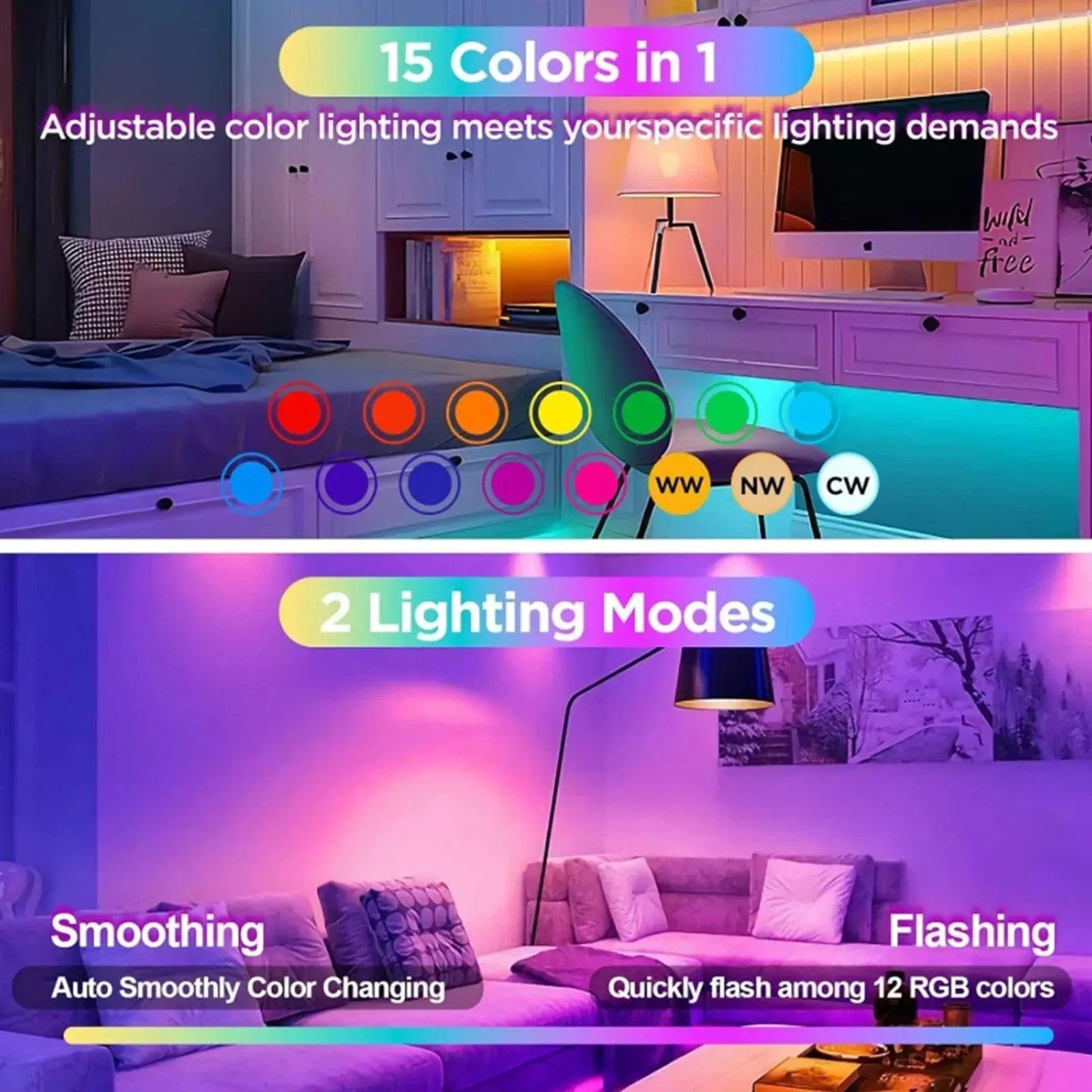 Wireless E27 RGB LED Lamp with Remote – Rechargeable Light Fixture