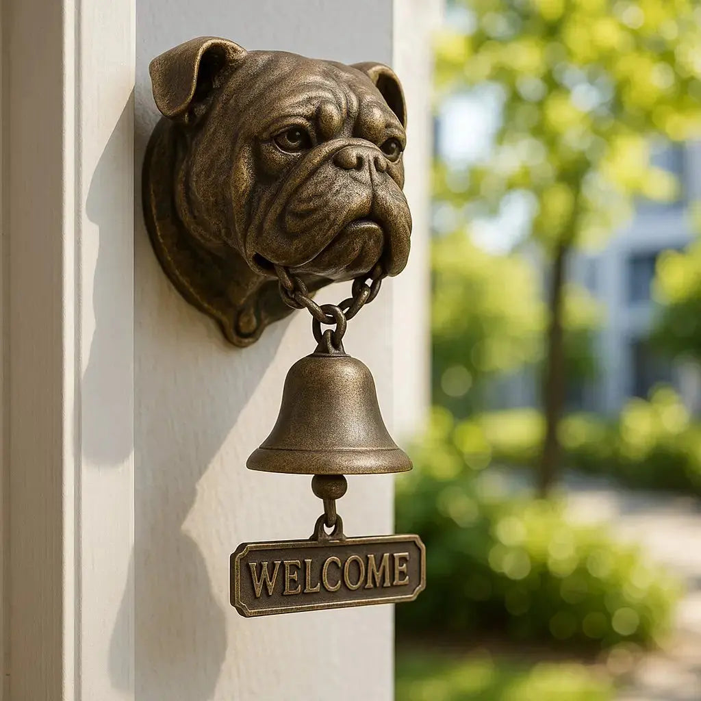 Elegant Dog Design Welcome Bell in Antique Bronze Finish