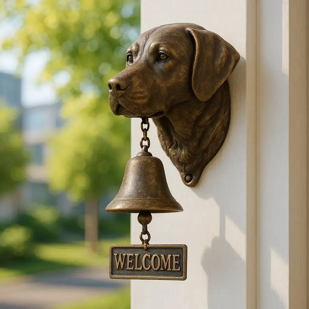Elegant Dog Design Welcome Bell in Antique Bronze Finish