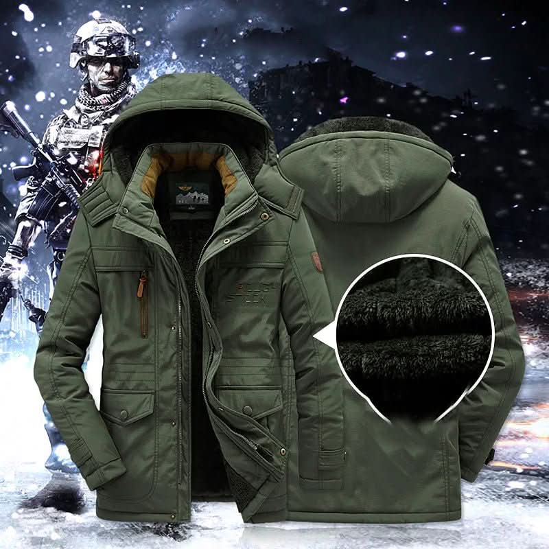Windproof Fleece-lined Parka with Removable Fur Hood for Warmth and Comfort
