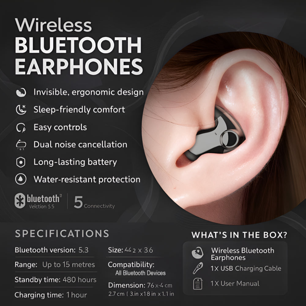Wireless In-Ear Earbuds – Sleek Design for Side Sleepers