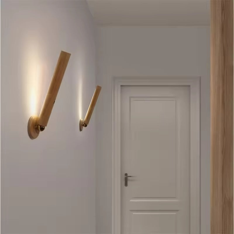 Stylish Wall-Mounted Light Fixture with 9W LED and Wood Accents