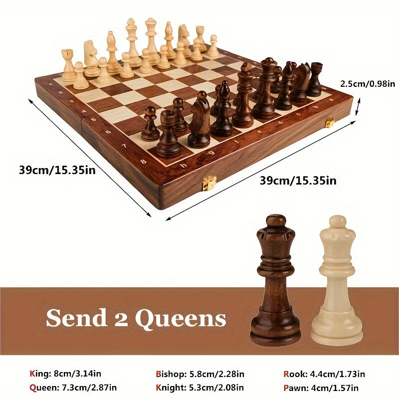 Elegant Solid Wood Chess Set for Engaging Gameplay