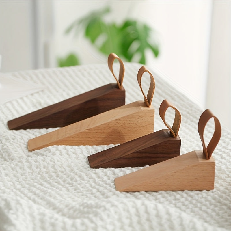 Elegant Wooden Floor Doorstop with Secure Grip Design