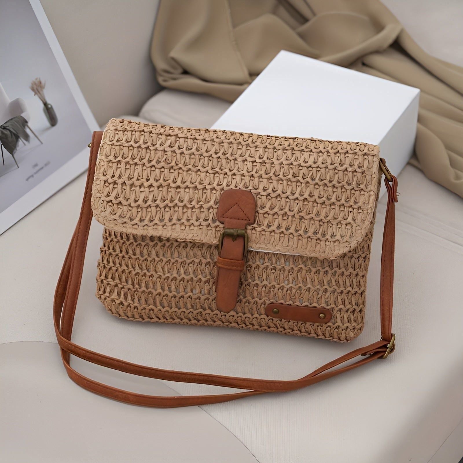 Chic Handwoven Straw Shoulder Bag for Summer Adventures