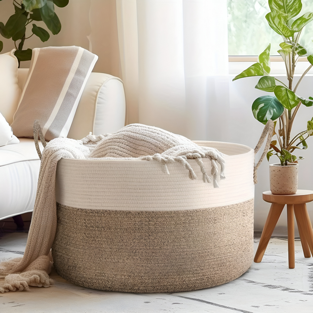 Woven Storage Basket – Large Organizer for Laundry and Toys