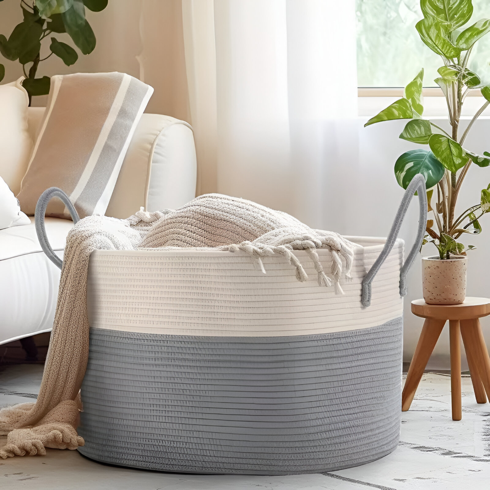 Woven Storage Basket – Large Organizer for Laundry and Toys