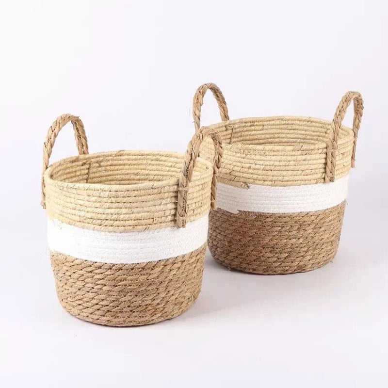 Chic Natural Fiber Storage Basket with Easy-Grip Handles