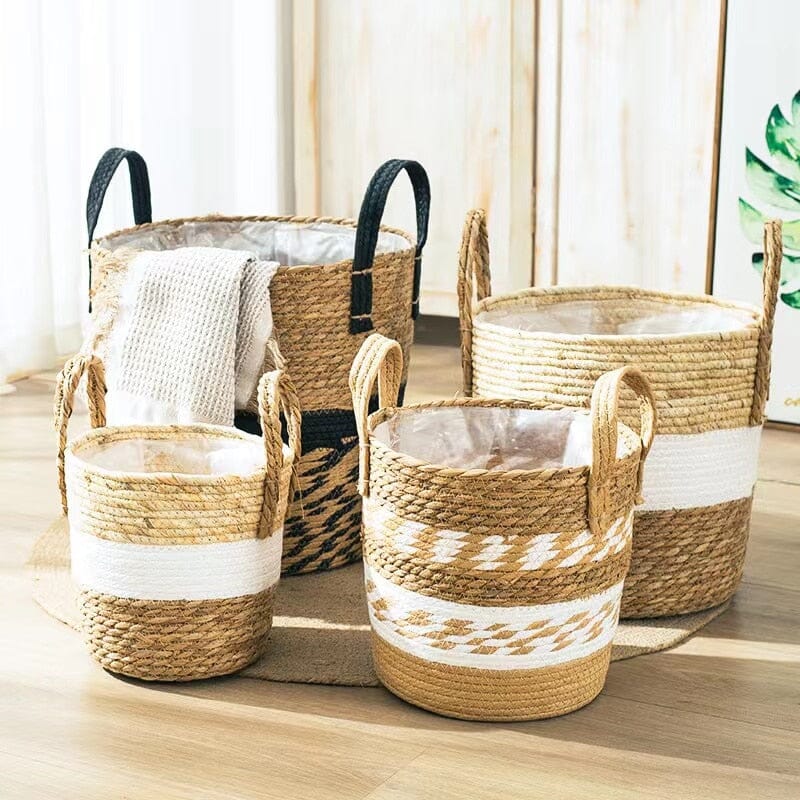 Chic Natural Fiber Storage Basket with Easy-Grip Handles
