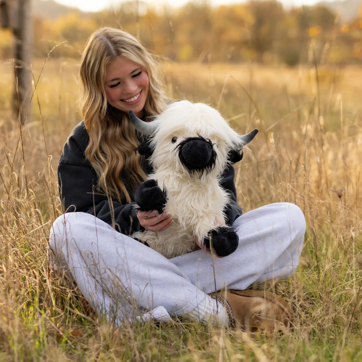 Jumbo Plush Toy of White and Black Highland Cow