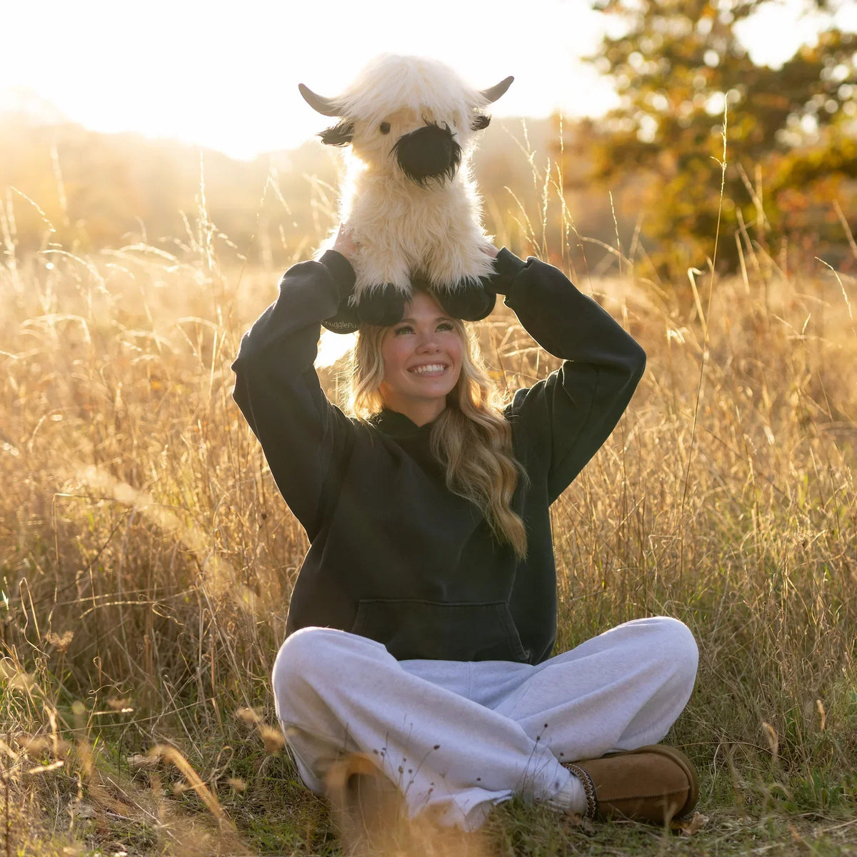 Jumbo Plush Toy of White and Black Highland Cow
