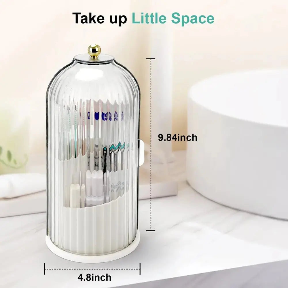 Toothbrush Organizer with Sliding Cover and 3 Storage Sections