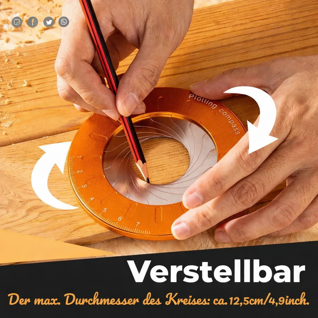 Adjustable Compass and Circle Ruler for Drawings - Accurate Circles up to 12.5 cm