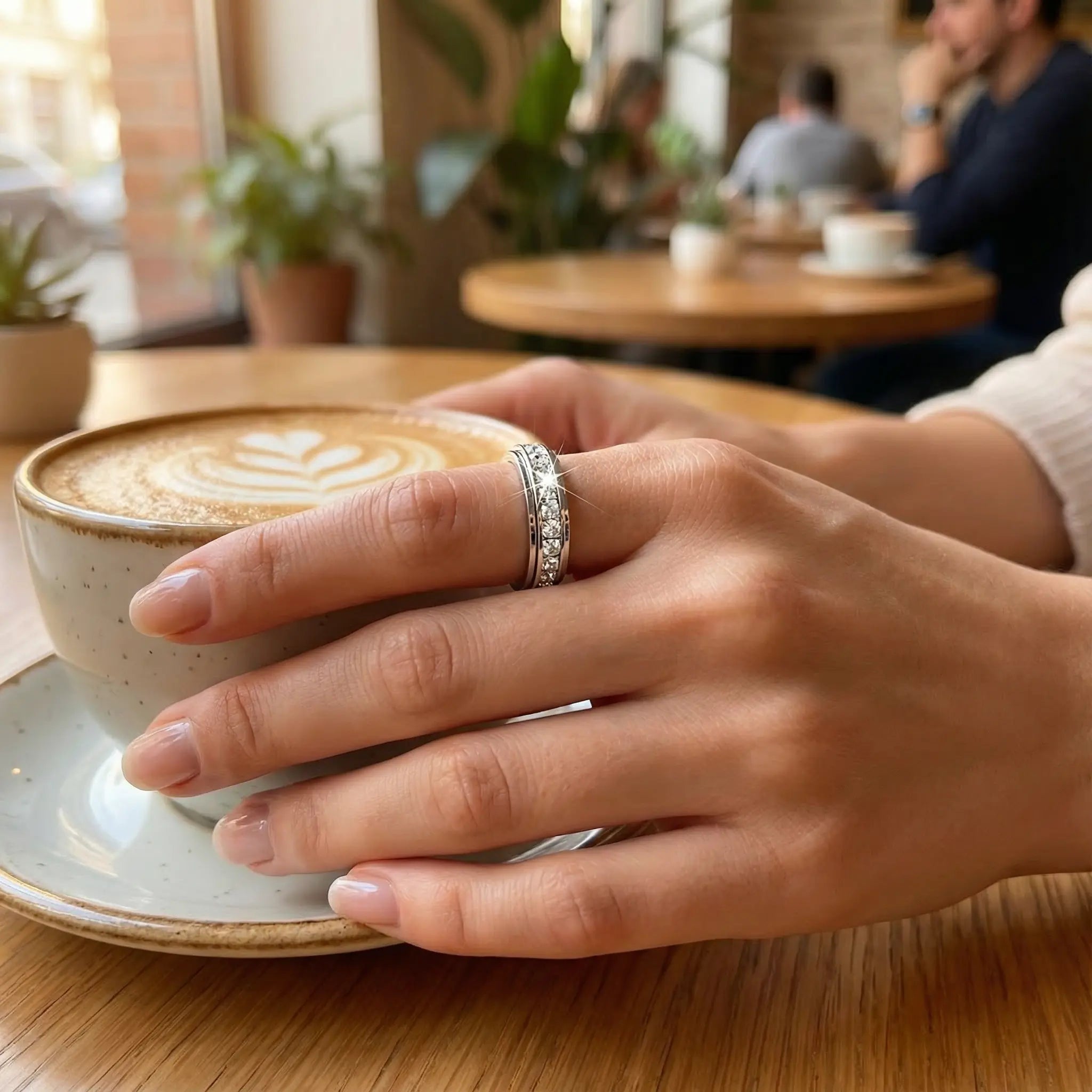Zirconia Inlay Rotating Ring – Titanium Steel in Three Colors