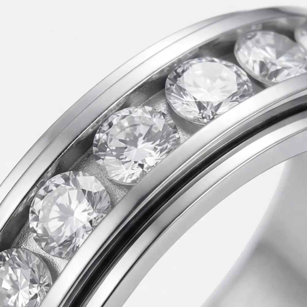 Zirconia Inlay Rotating Ring – Titanium Steel in Three Colors