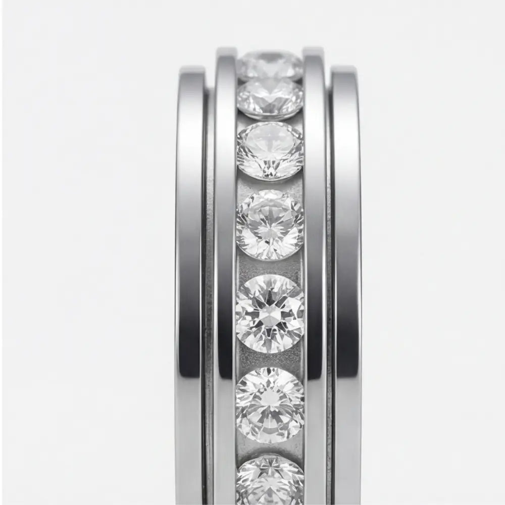 Zirconia Inlay Rotating Ring – Titanium Steel in Three Colors