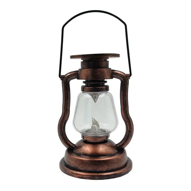 Vintage-Style Solar Lantern Featuring Flickering LED Illumination