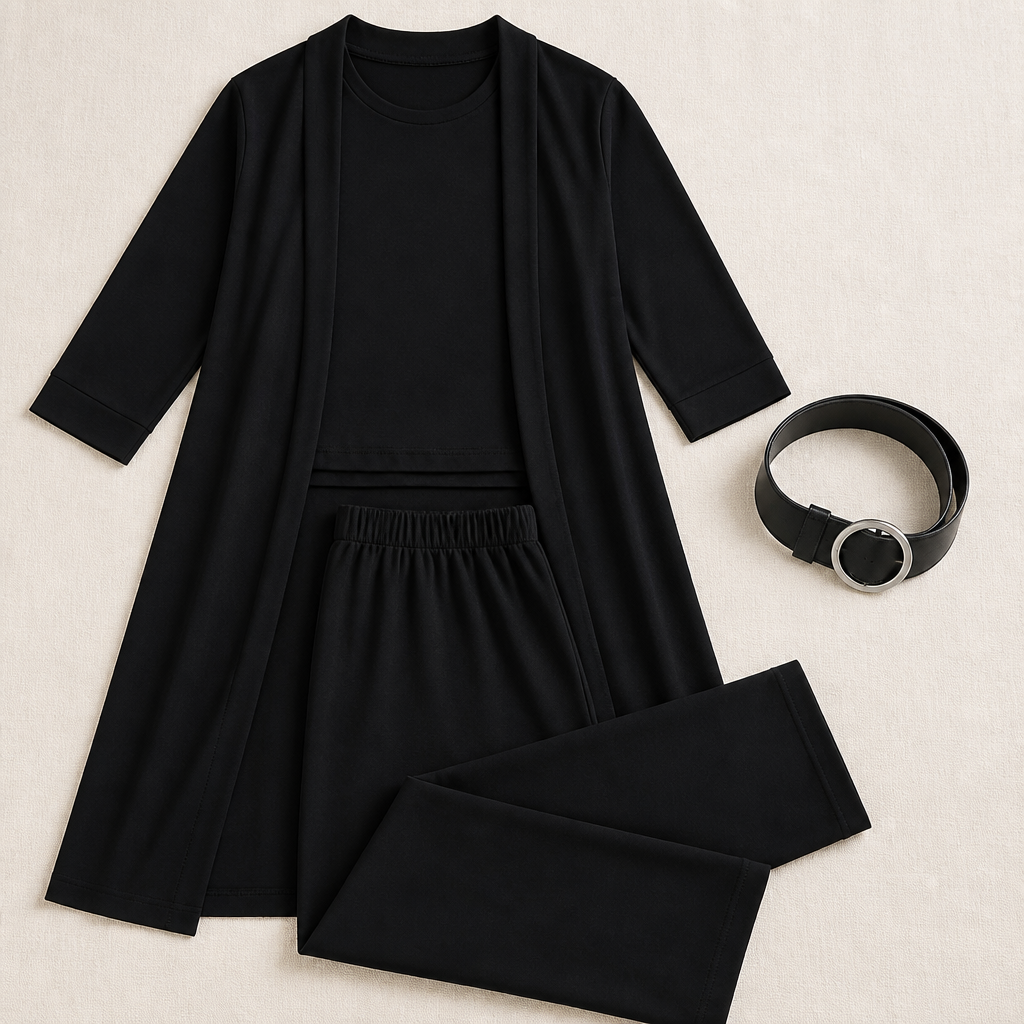 LumeEra™ – Laid-Back 3-Piece Lounge Set Featuring Long Open-Front Cardigan