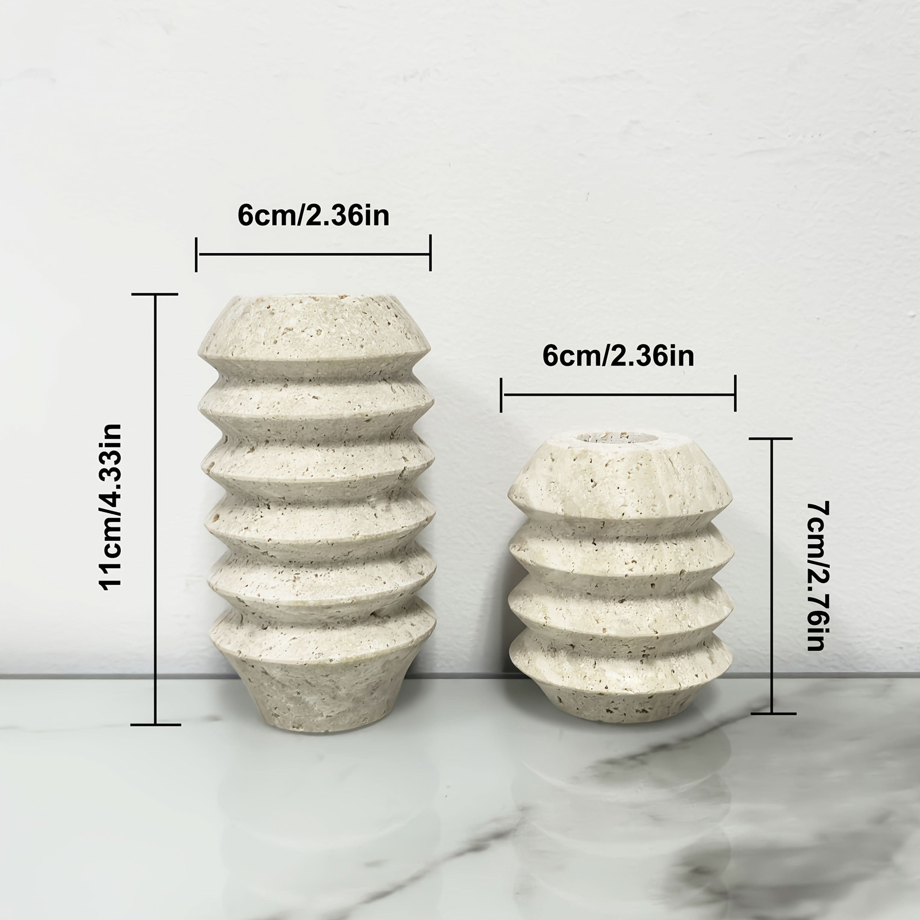Natural Marble Candle Holder in Roman Travertine Style
