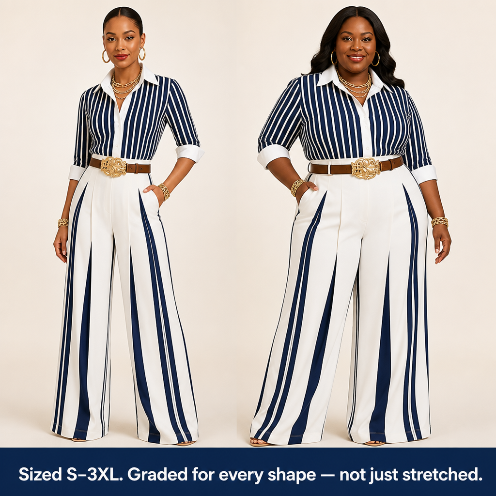 VeroLuxe™ — Slip Into a Striped Set That Feels Like You Got a Stylist | Comes with Belt