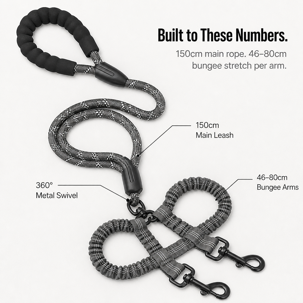 DuoStride™ — Walk Two Dogs Tangle-Free, Without Jerks or Wrist Stress