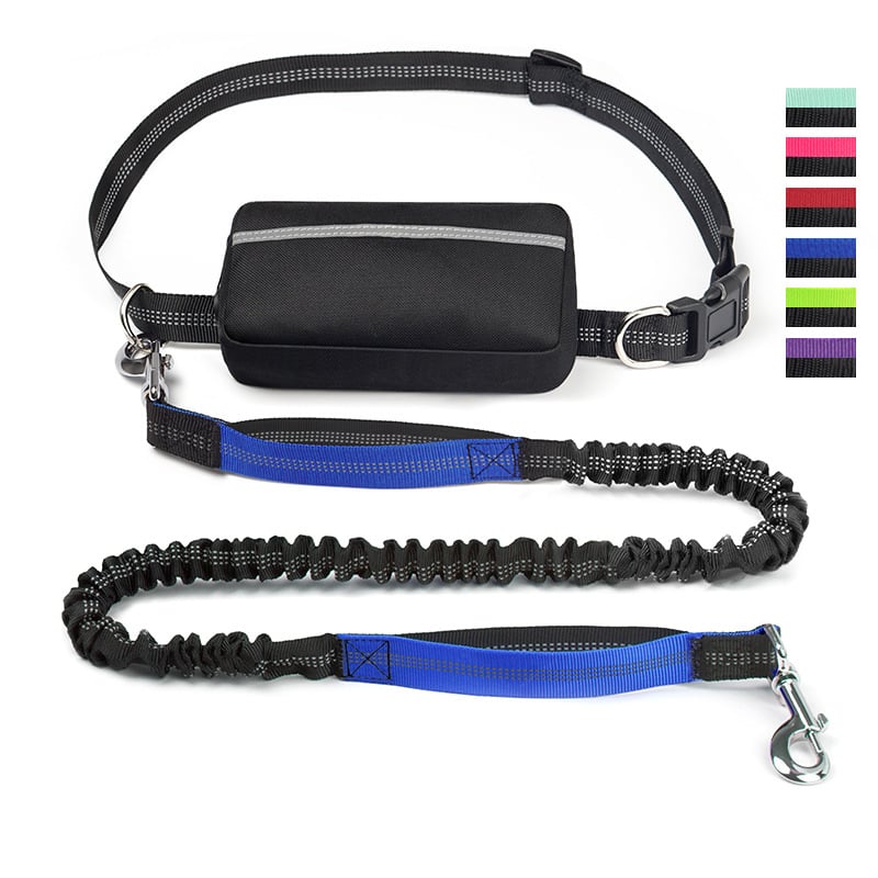 Bungee Dog Leash for Hands-Free Use – Reflective Waist Strap for Running, Hiking, and Walking