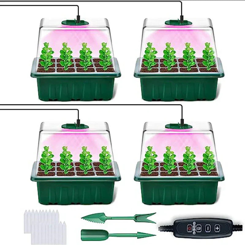 LED Grow Light Kit for Indoor Plants – Includes Hood & 4 Packs of 24 Cells