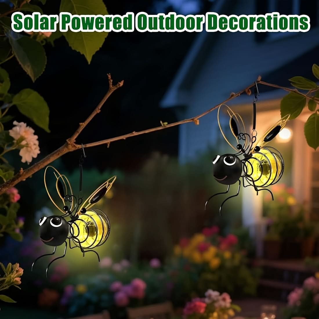 Solar-Powered Garden Light in Bee Design for Hanging Display