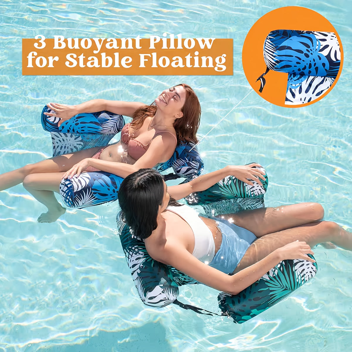 Tropical Leaf Pattern Inflatable Water Hammock