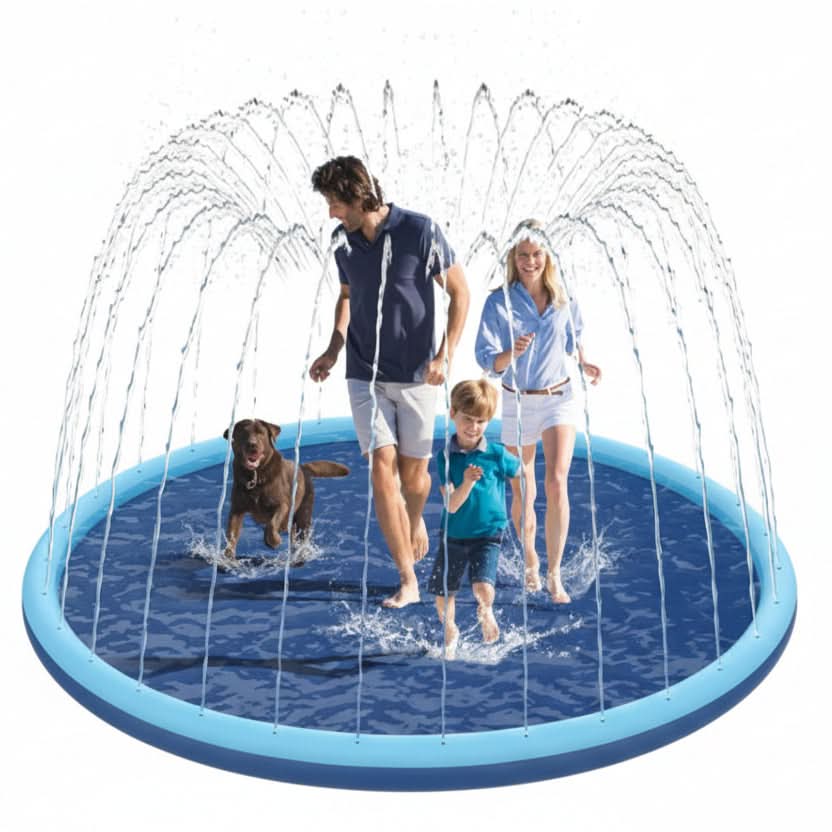 Large Inflatable Splash Mat for Water Play & Dog Cooling in the Backyard