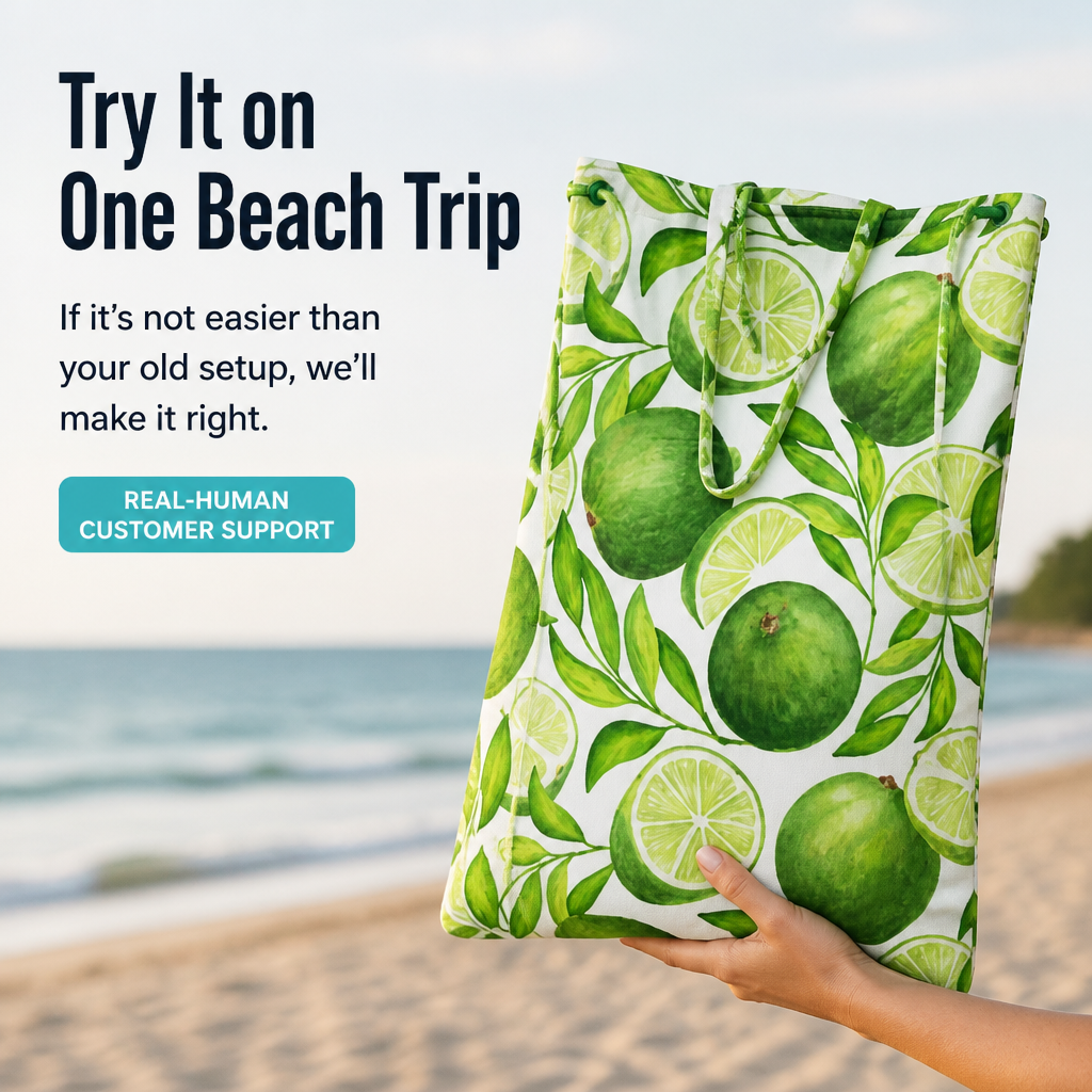 WaveCaddy™ — Carry Your Entire Beach Day in a Single Towel-to-Backpack Combo