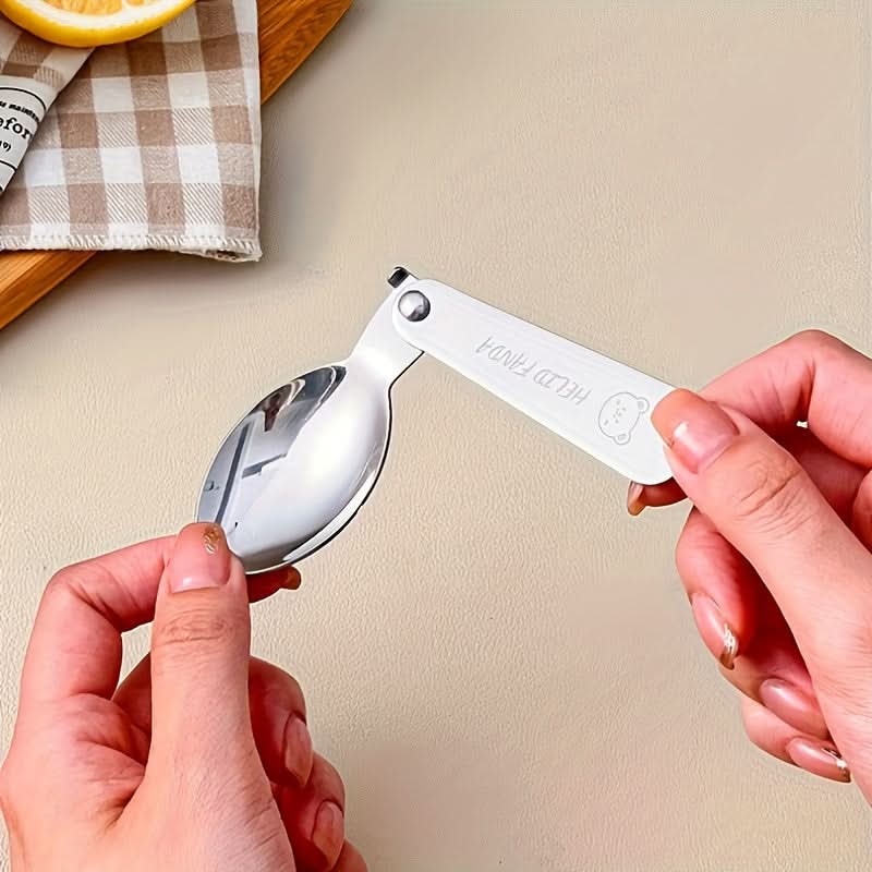 Compact Portable Cutlery Set with Folding Fork and Spoon