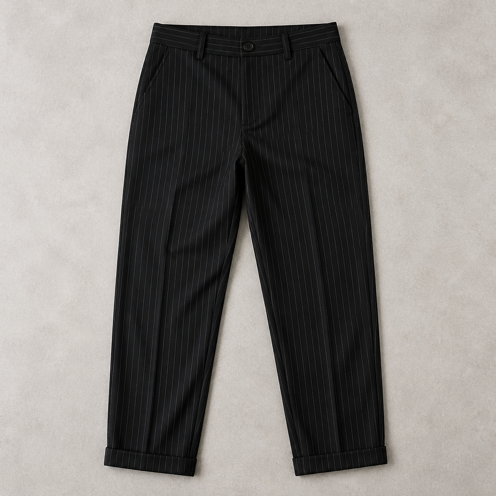 Virelia™ – Custom Pinstripe High-Rise Straight-Leg Trousers