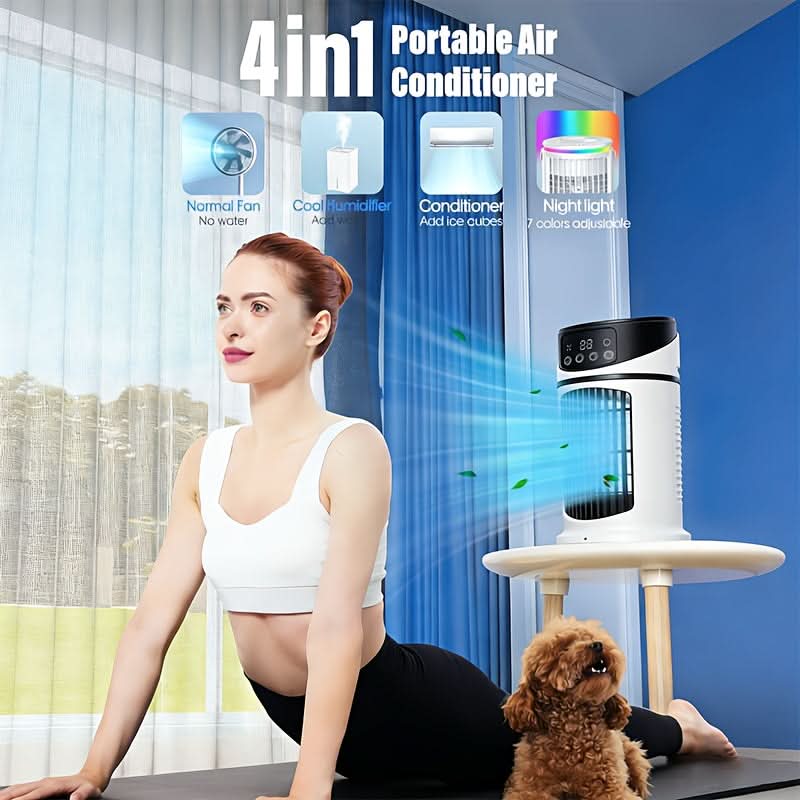 4-in-1 Desktop Air Cooler with Mist Fan, Humidifier, and Night Light
