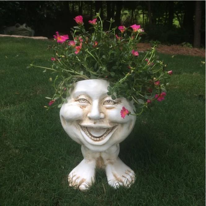 Drainage Face Planter Crafted from Synthetic Resin