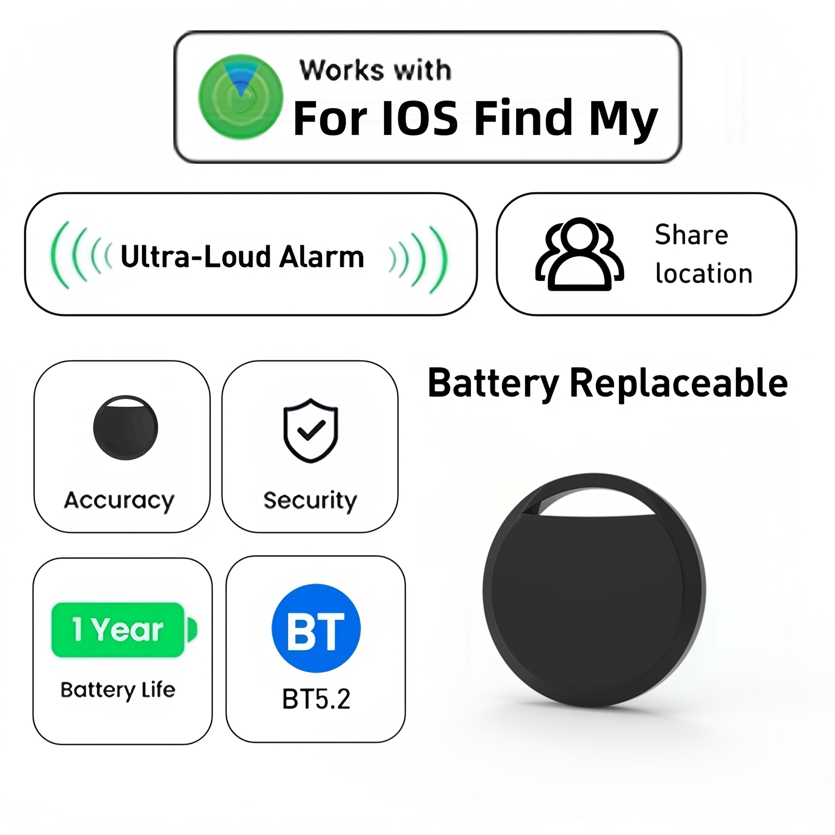 4-Pack Smart Tracker for Finding Keys, Wallets, and Luggage