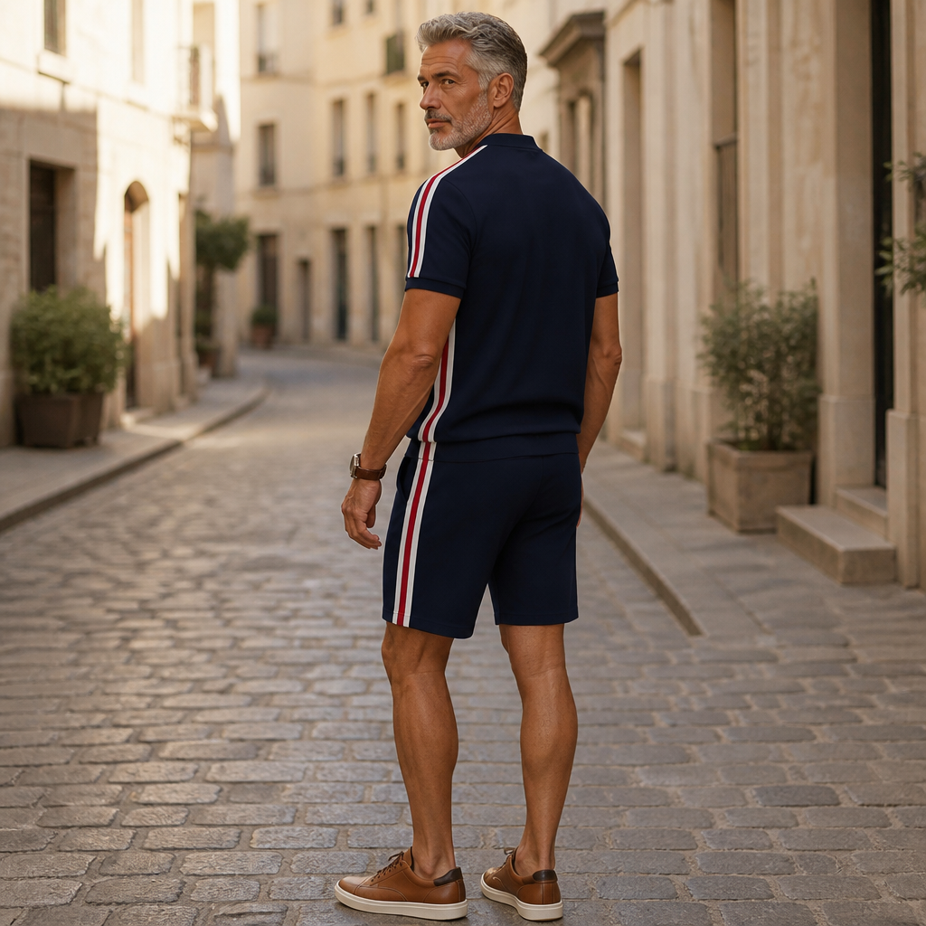 Marsten™ – Custom Zip-Collar Shirt with Matching Shorts Set for Men