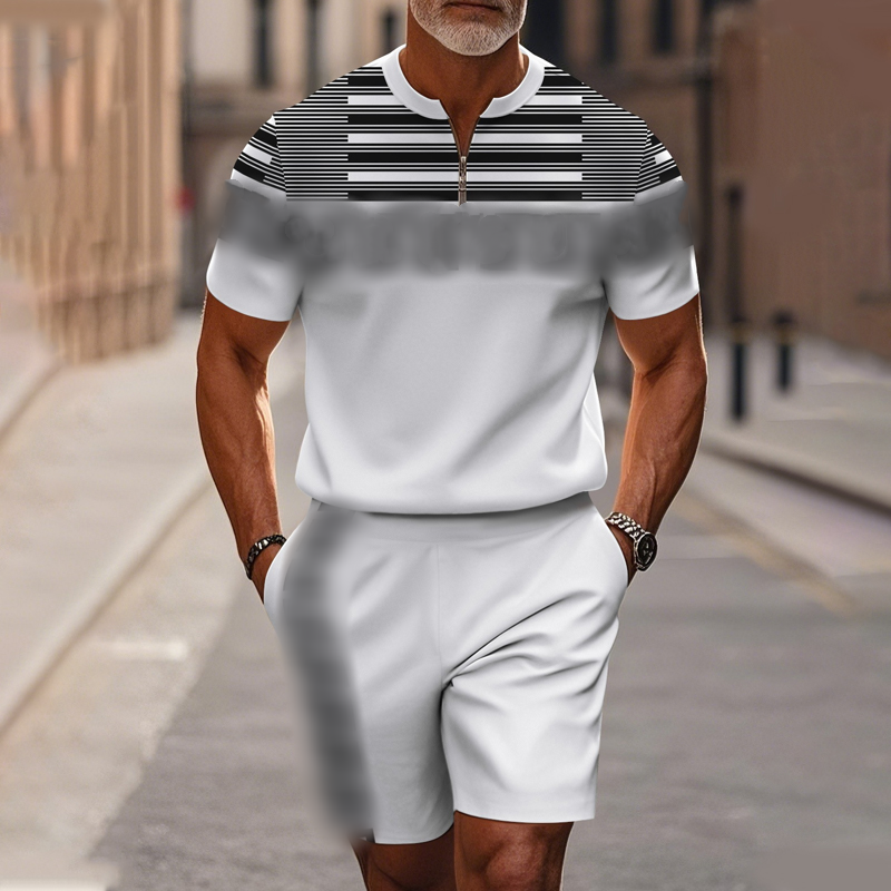 Marsten™ – Custom Zip-Collar Shirt with Matching Shorts Set for Men