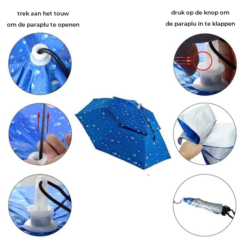 Adjustable Chin Strap Umbrella Hat
