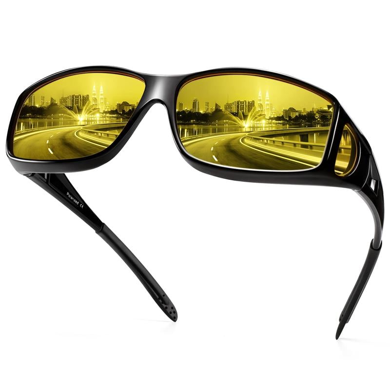 Glare-Reducing Night Vision Glasses with Polarized Yellow Lenses