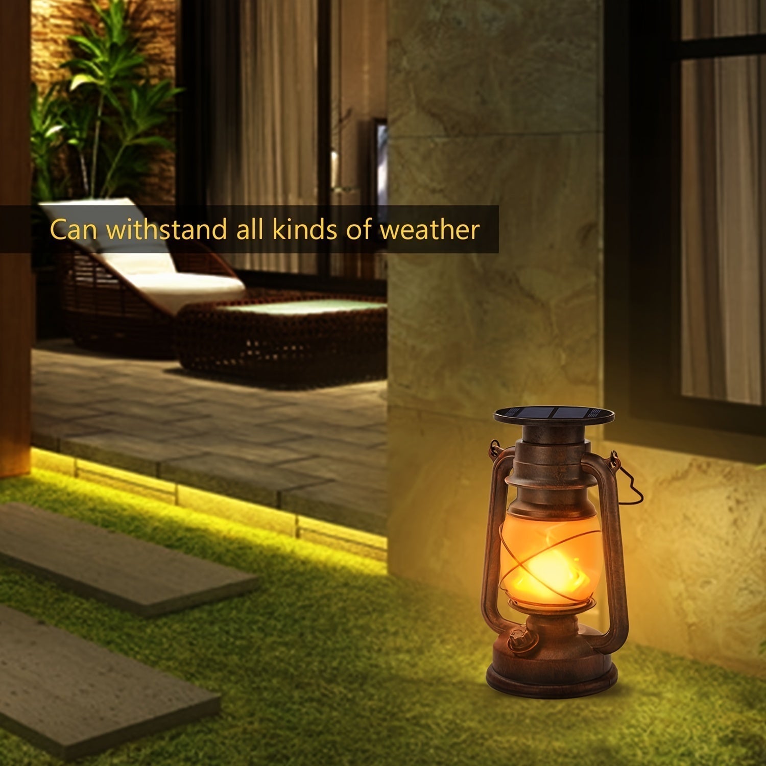 Vintage Solar Lanterns Featuring Flickering LED Illumination