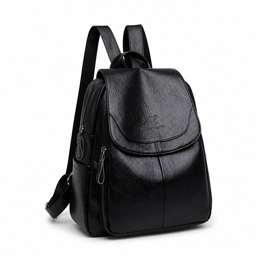 Anti-Theft Genuine Embossed Leather Backpack