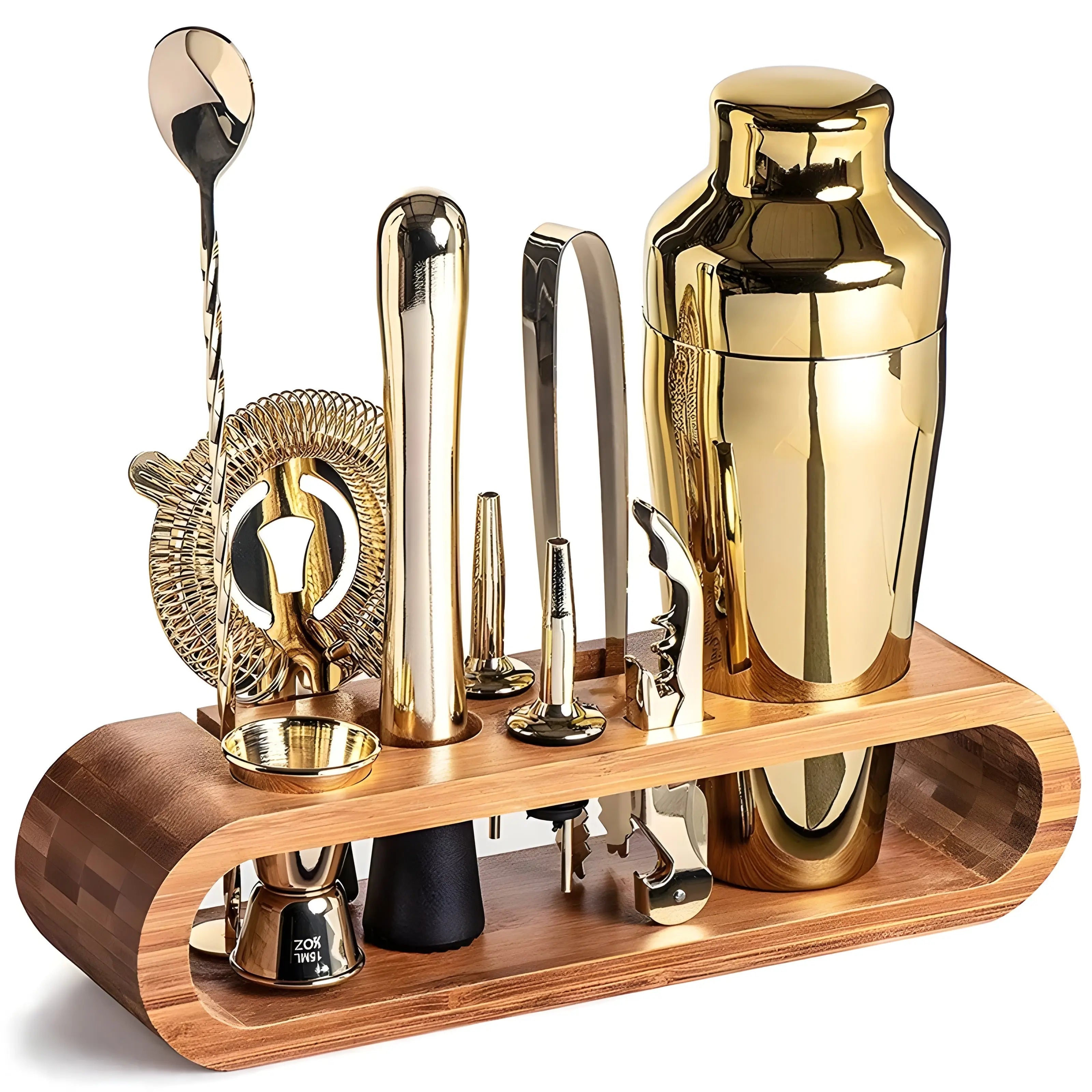10-piece Drinkware Set | Bamboo Stand | Bar Accessories | MixBar