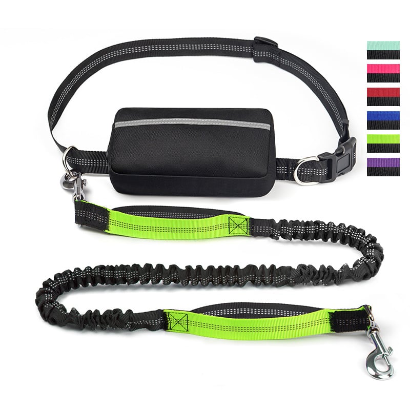 Bungee Dog Leash for Hands-Free Use – Reflective Waist Strap for Running, Hiking, and Walking