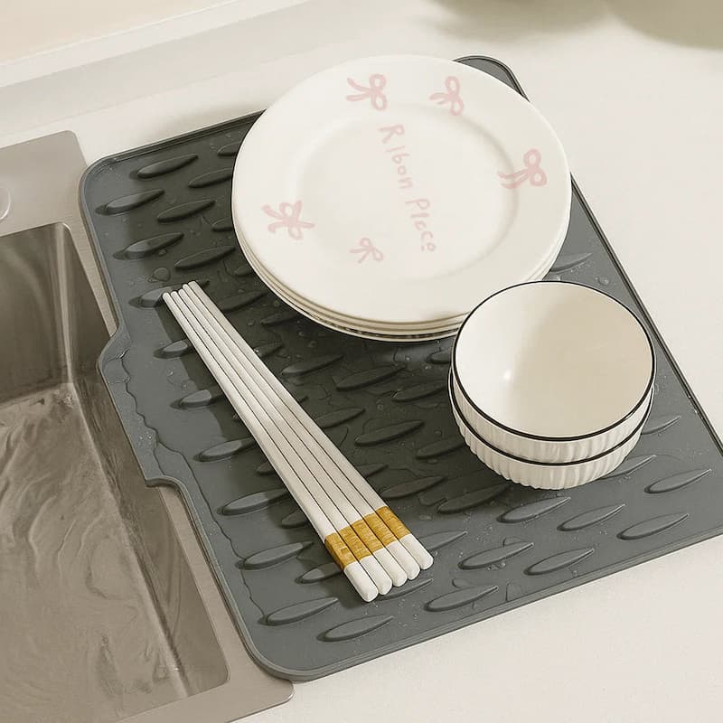 Drip Drying Mat | Dries Faster Without Puddles | Sloped, Heat Resistant | DrainMat